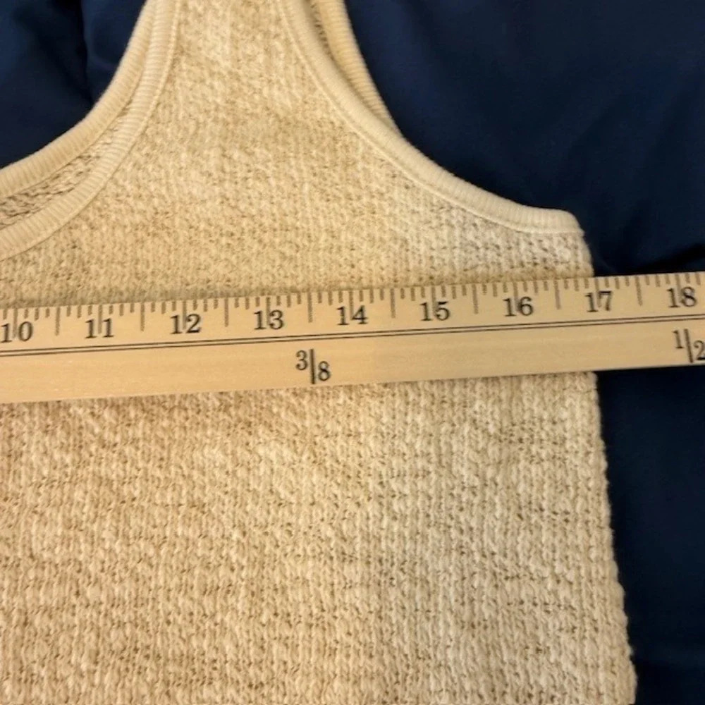 Enza Costa Cotton Boucle‎ Tank Top Sleeveless Knit Scoop Neck Cream Medium
